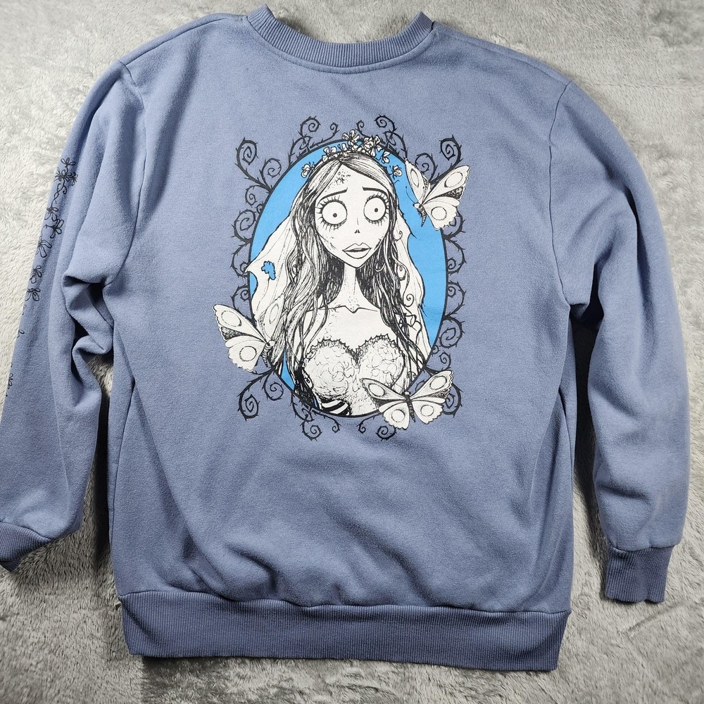 Tim Burton Corpse‎ Bride Sweatshirt Womens Large Blue Emily Graphic Pullover